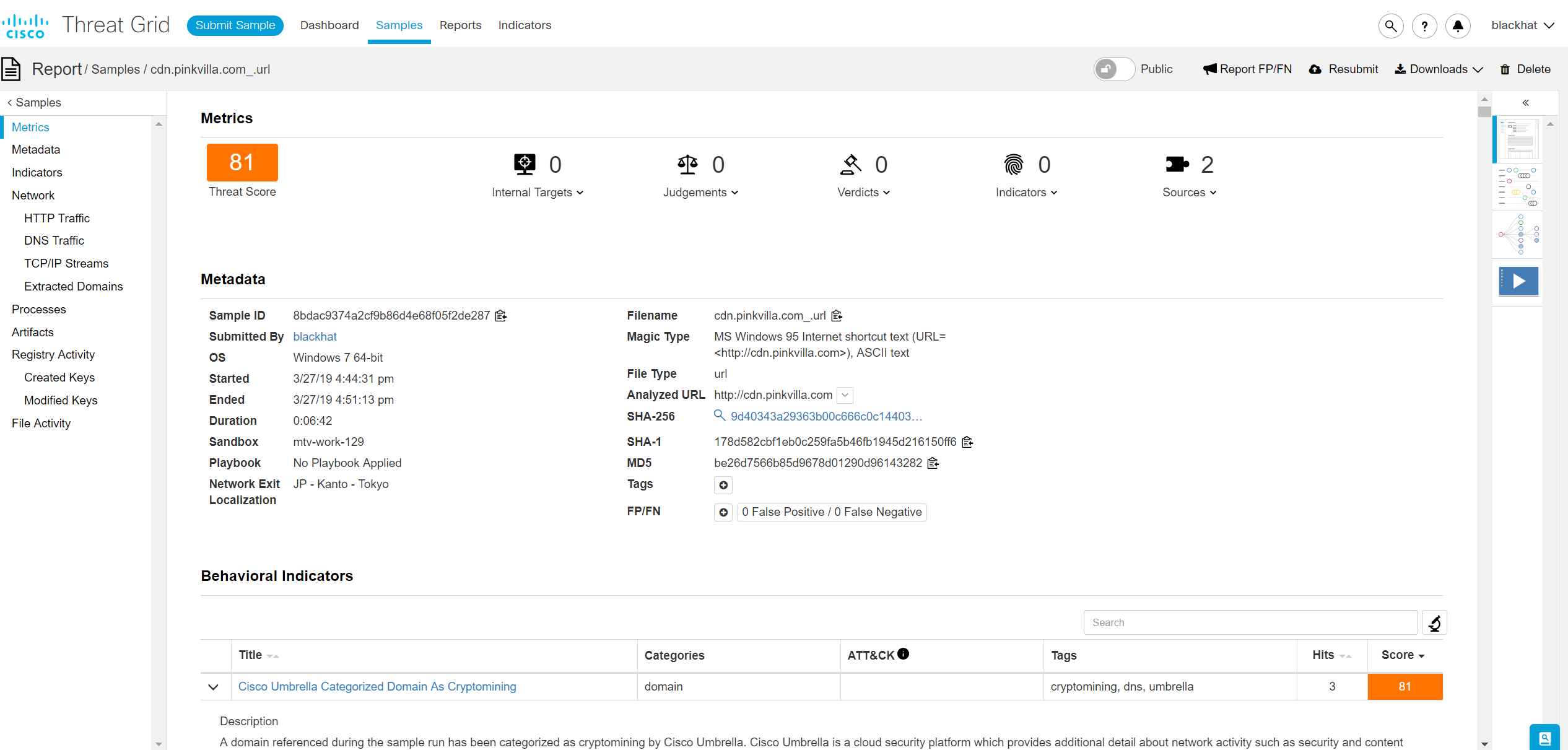 Cryptomining - Threat Grid
