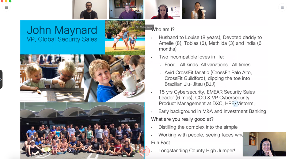 John Maynard's introductory slide for the team.