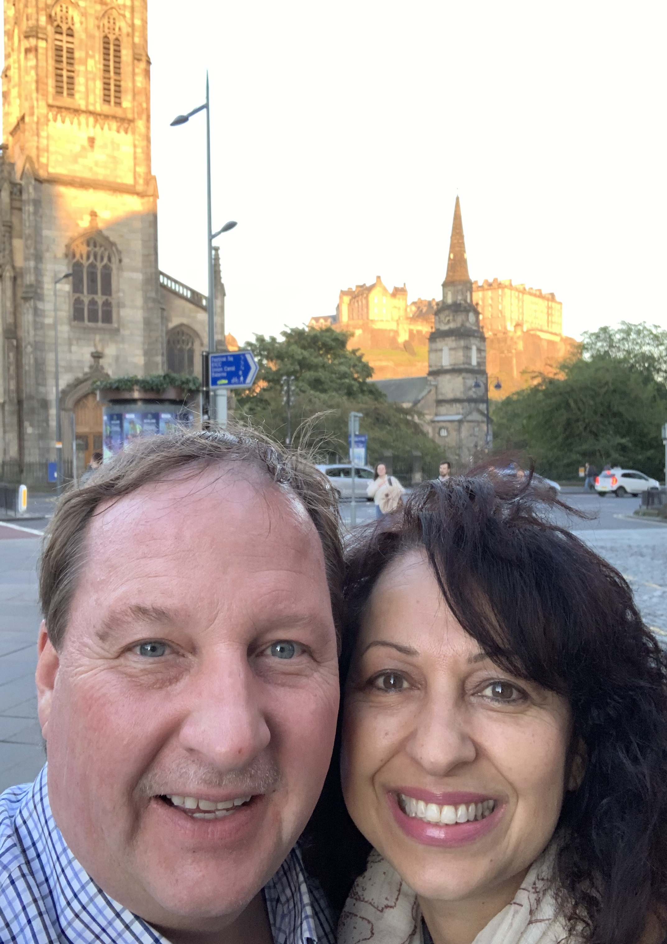 Ed smiling in front of Edinburgh Law Graduate School