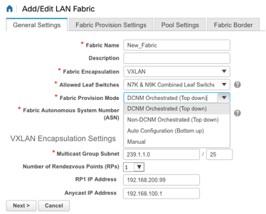 DCNMDefiningNewFabric