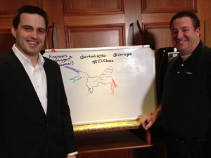 Dave Kinsman (WWT) and Chris Gebhardt (NetApp) with the world's first duck-i-corn. 