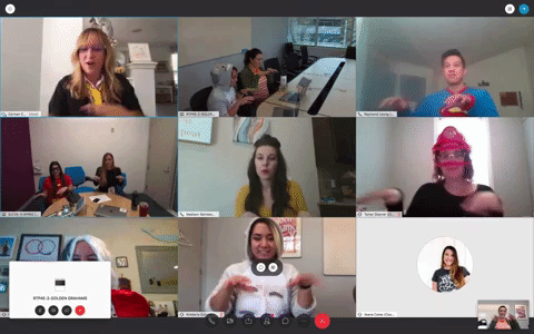 A GIF of the Talent Brand Team doing the Thriller Dance in Halloween costumes.