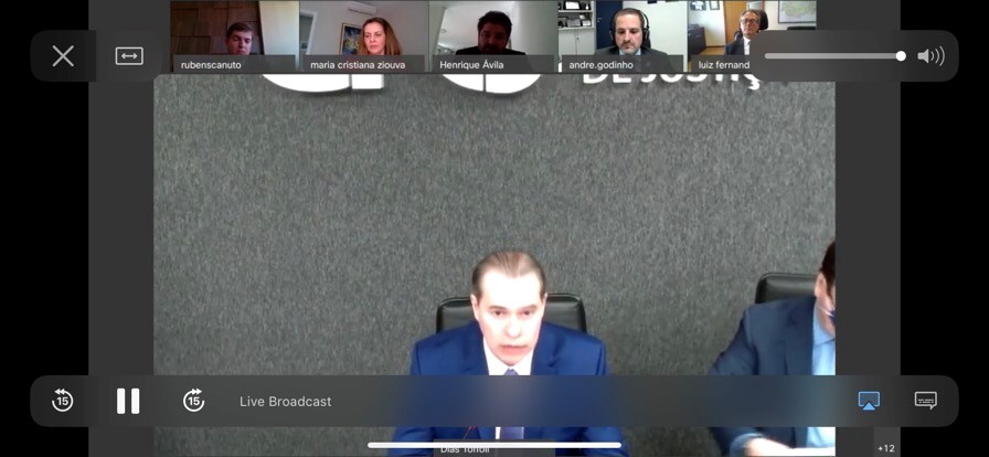 Holding court in Brazil via Webex.