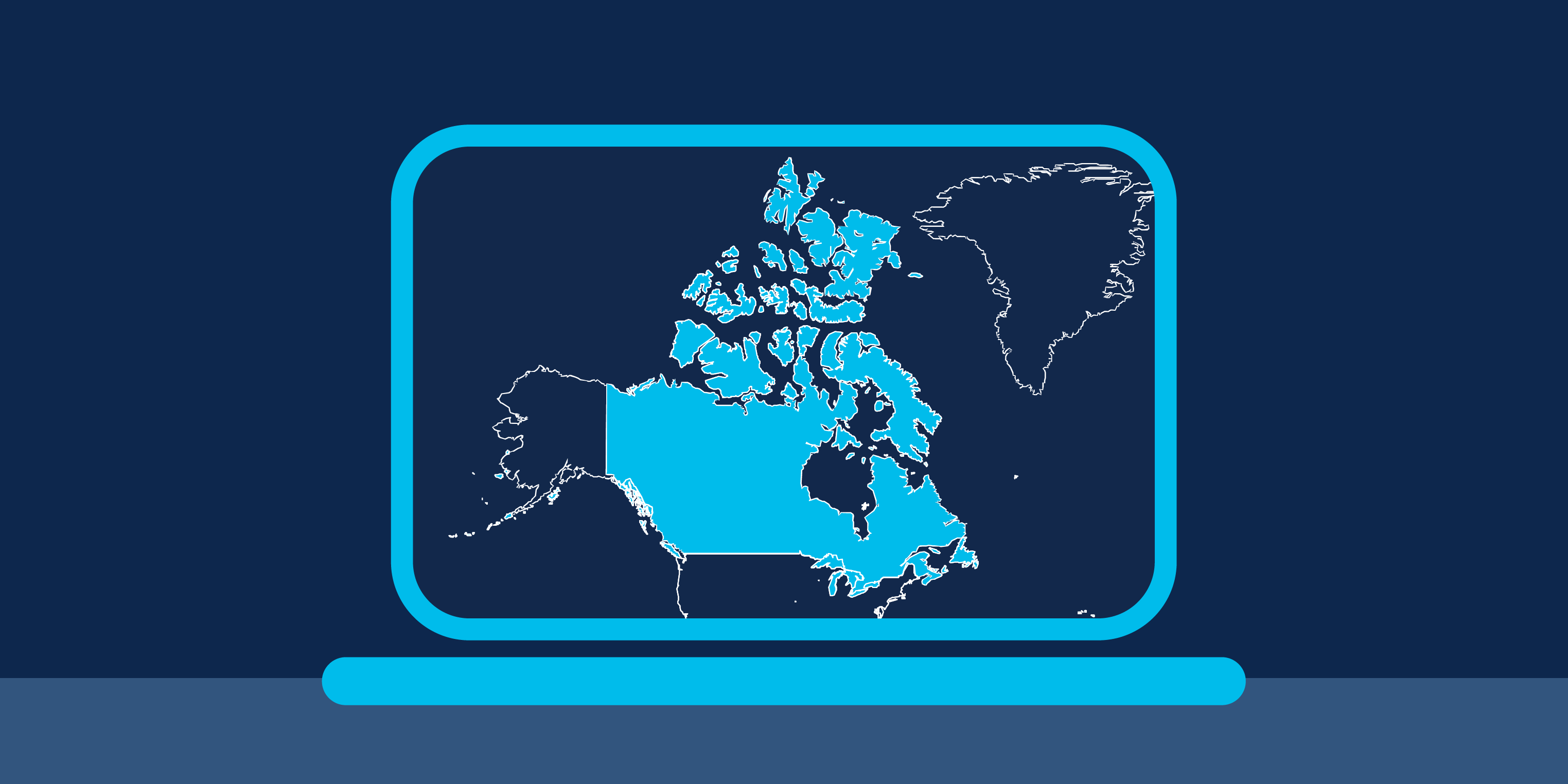 Canada map laptop screen