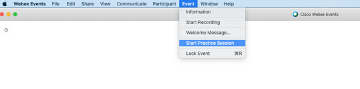 Webex Events and Event section of Webex Events