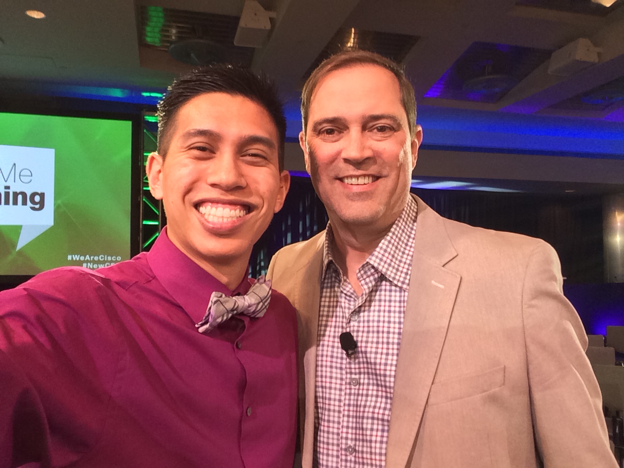 Justin Riray and Cisco CEO Chuck Robbins.