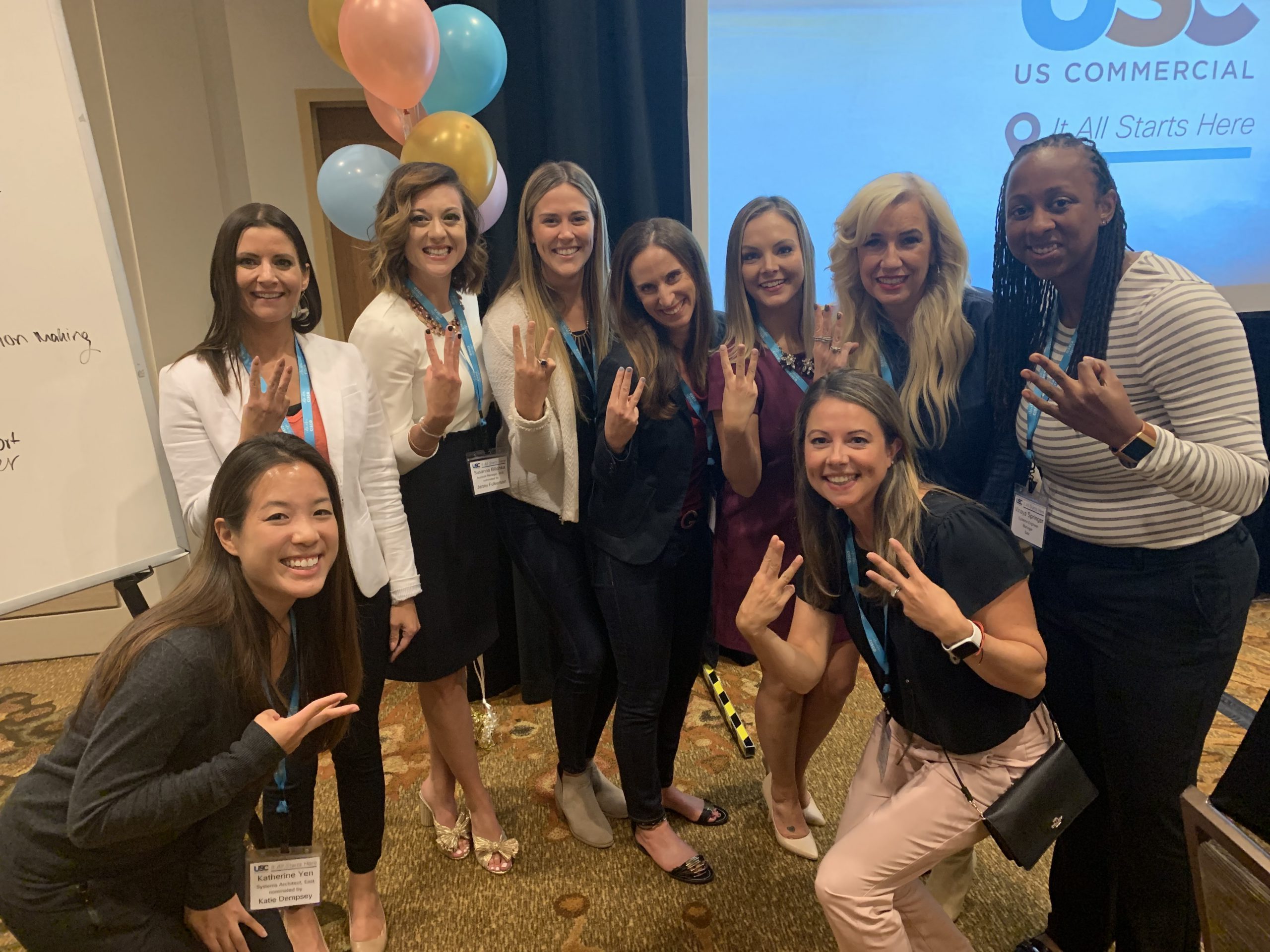 Vinaya poses with interns. 