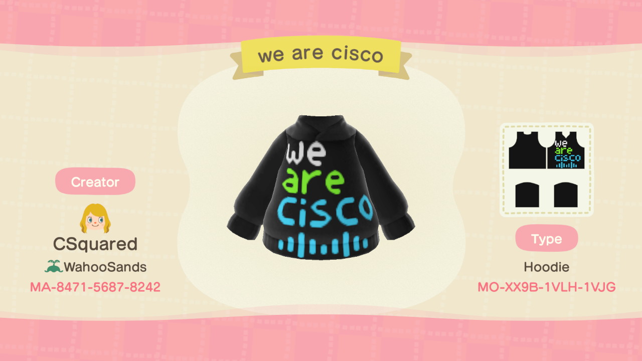 We Are Cisco hoodie design for Animal Crossing.