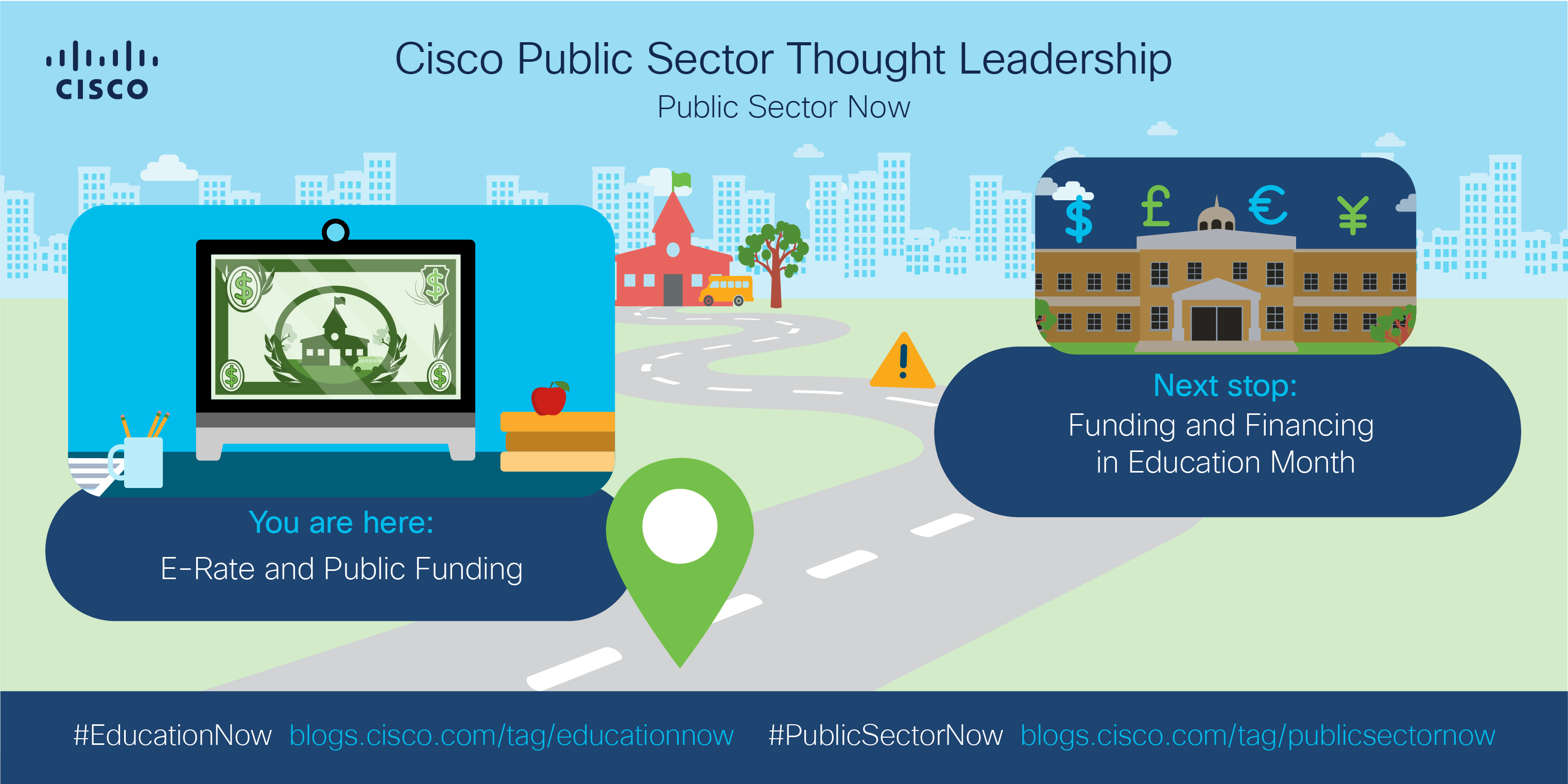 Current stop: E-Rate and Public Founding, Next Stop: Funding and Financing in Education Month