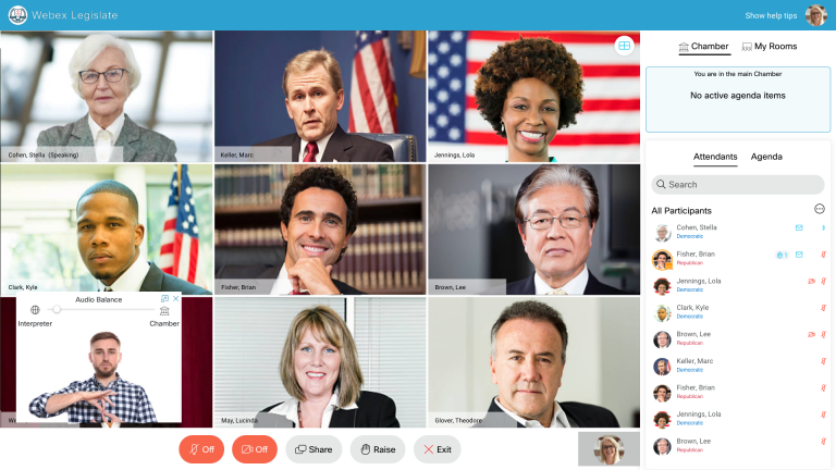 interpretor and webex legislate