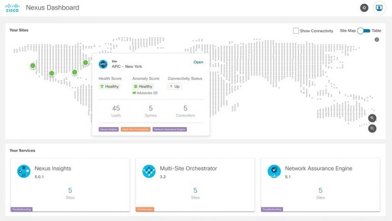 Nexus Dashboard Site Map View