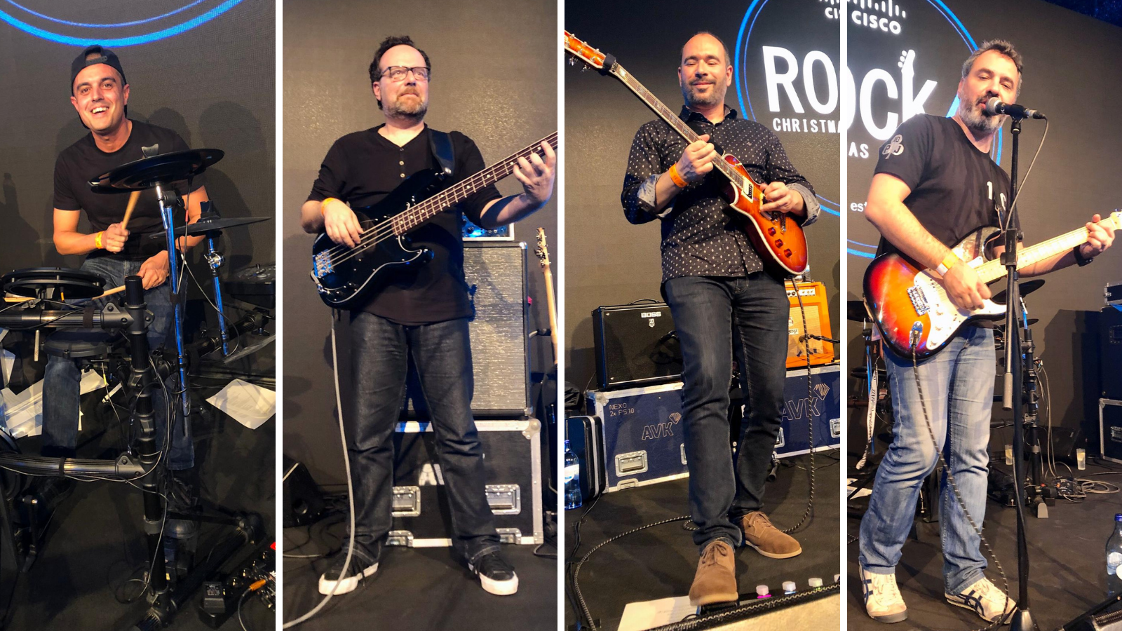 Collage of images showcasing each Rock4 band member