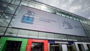 Exterior entrance into IFEMA exhibition venue in Madrid, Spain