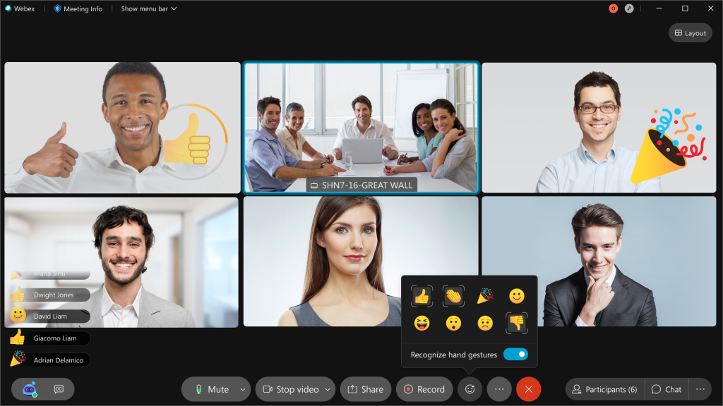 Reactions and gestures in Meetings