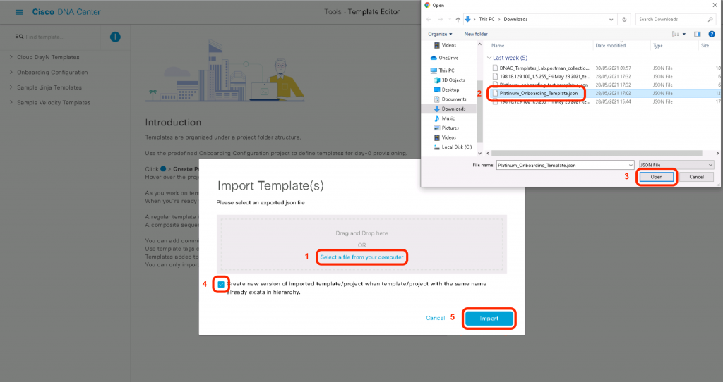Import and Export Template