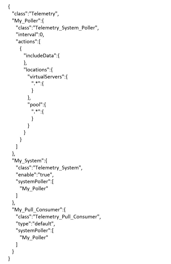 Code to configure the TS consumer on the BIG-IP which the ServiceCenter will poll. Use a tool like POSTMAN or Curl to POST the API to the BIG-IP.