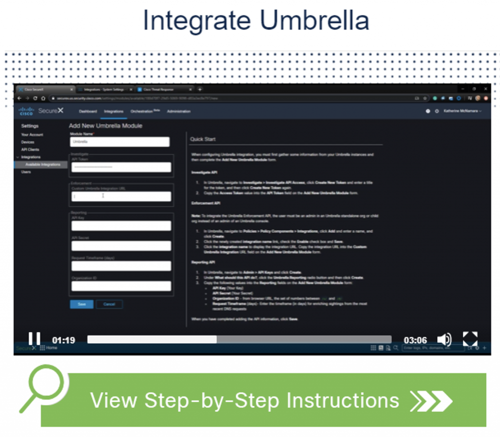 Integrations View & Instructions