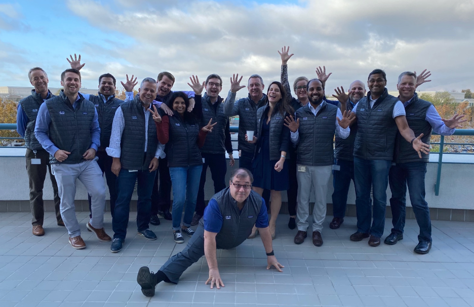 Anjana and team posing at Cisco HQ building