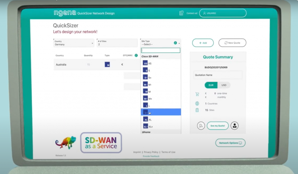ngena QuickSizer Network Design