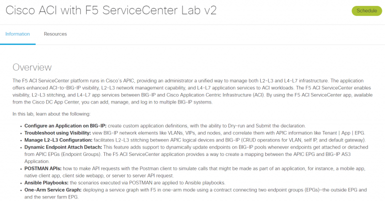 Overview of Cisco ACI with F5 ServiceCenter Lab v2 - Screenshot