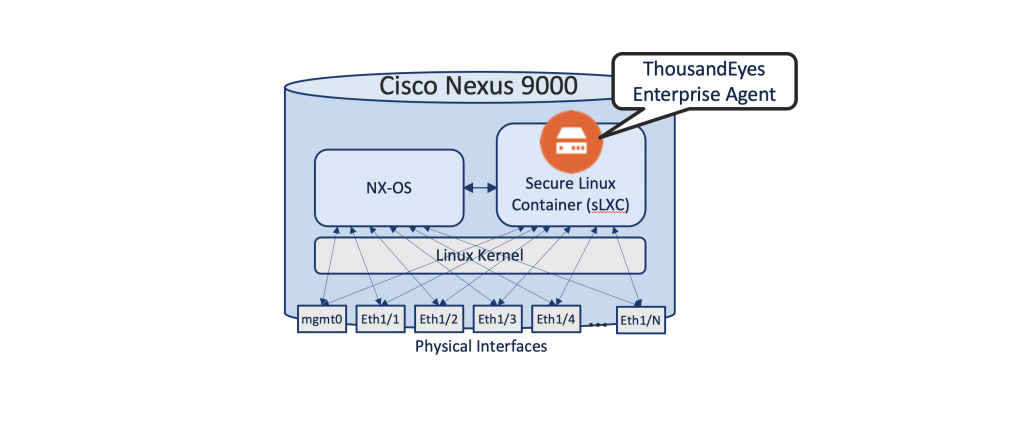 Figure 3 ThousandEyes Enterprise Agent hosting in Cisco Nexus 9000 (NX-OS)