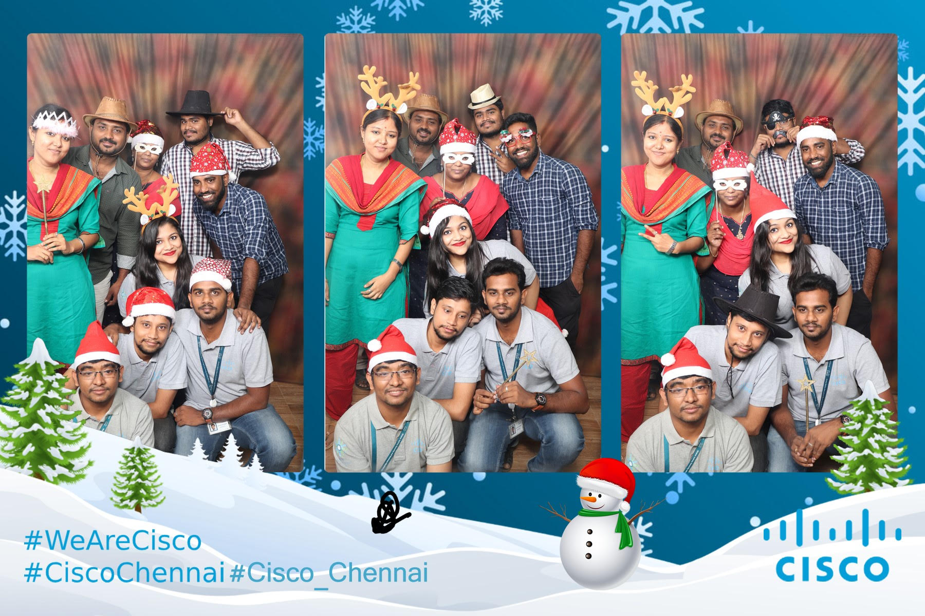 Diparati and team at winter work party.