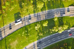 Aerial view of a highway