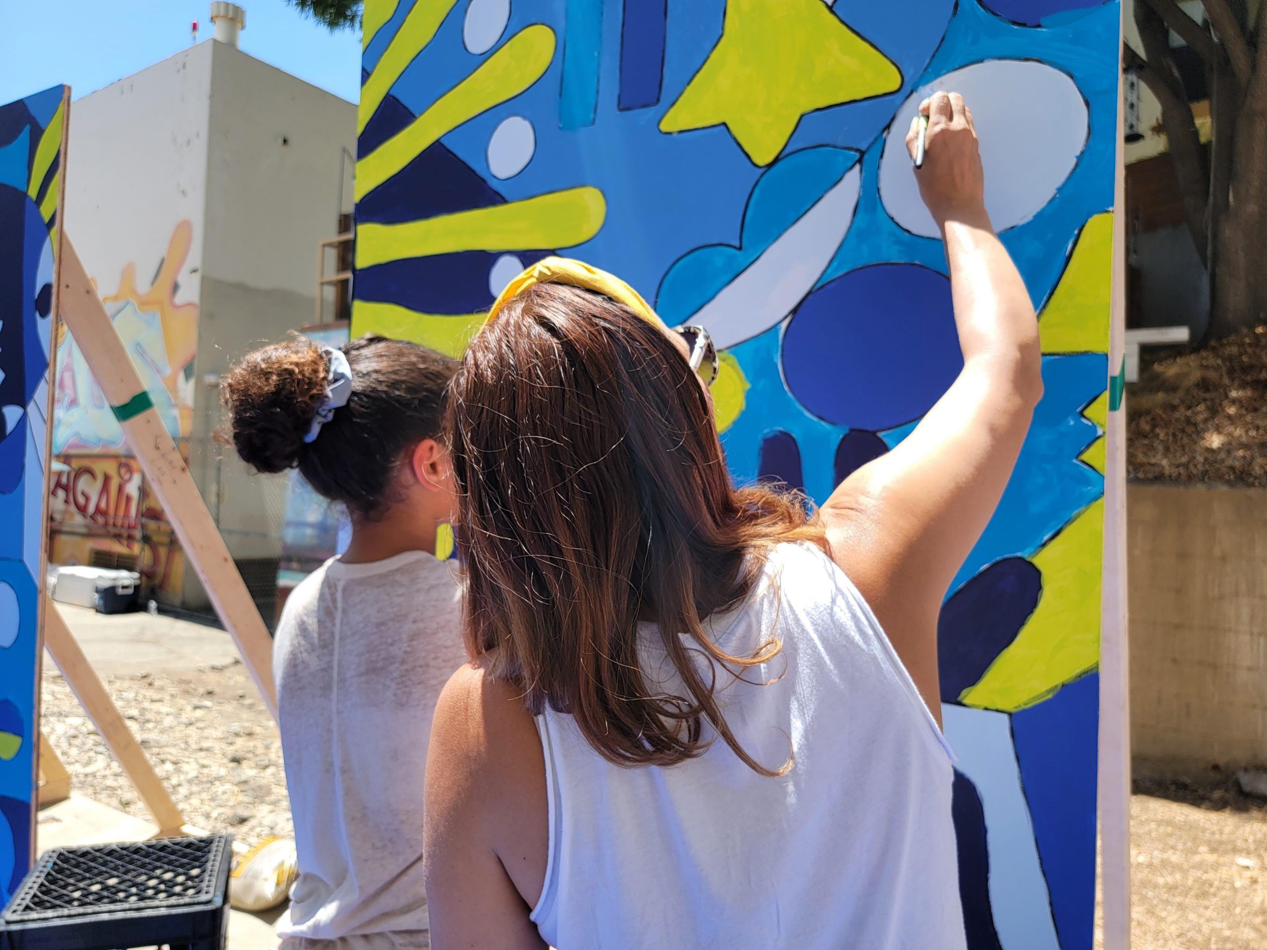 John's family wife and daughter painting.