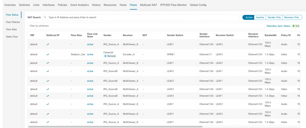 Figure 3: The Cisco Nexus Dashboard provides flow information.