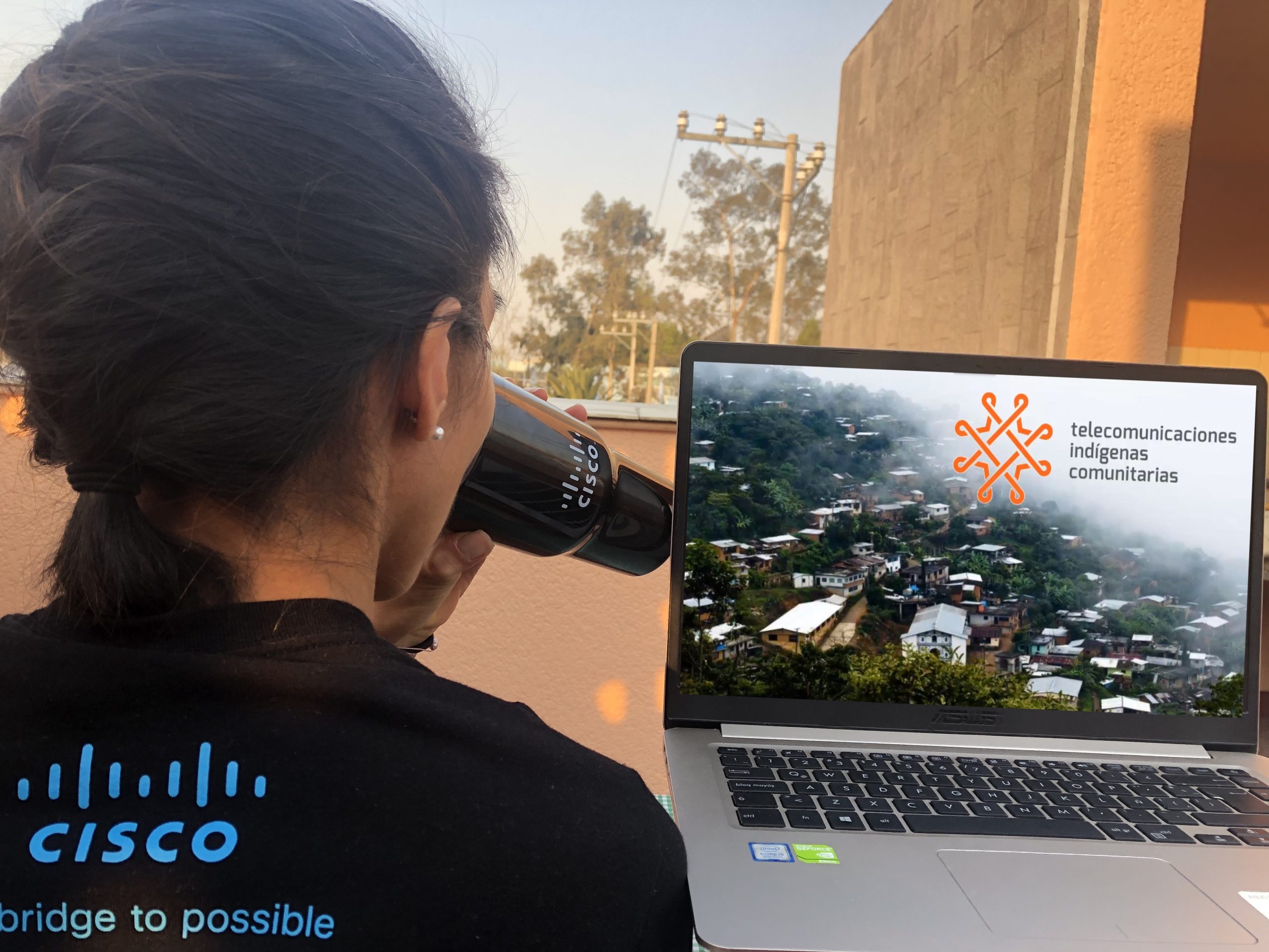 Liliana working on the computer 