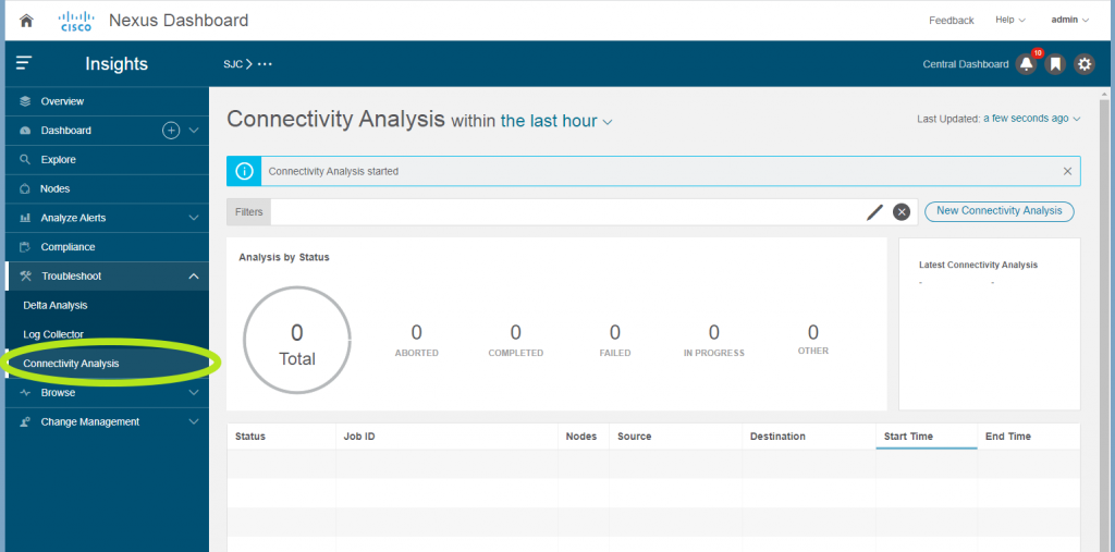 Figure 3: Connectivity Analysis Tool in Nexus Dashboard Insights