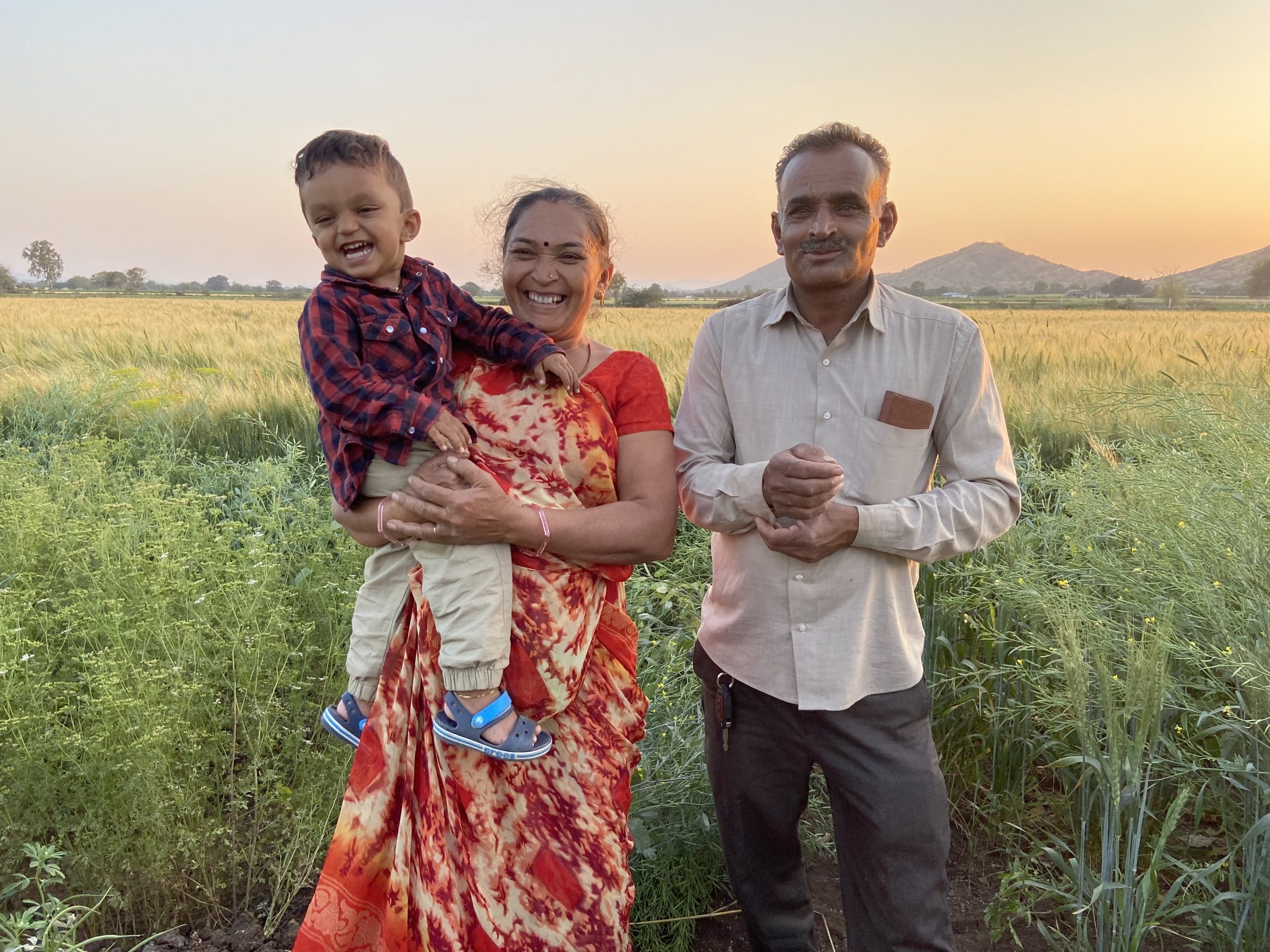 Reshma's family in a field