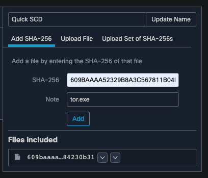 Configuration of Simple Custom Detection to detect tor.exe