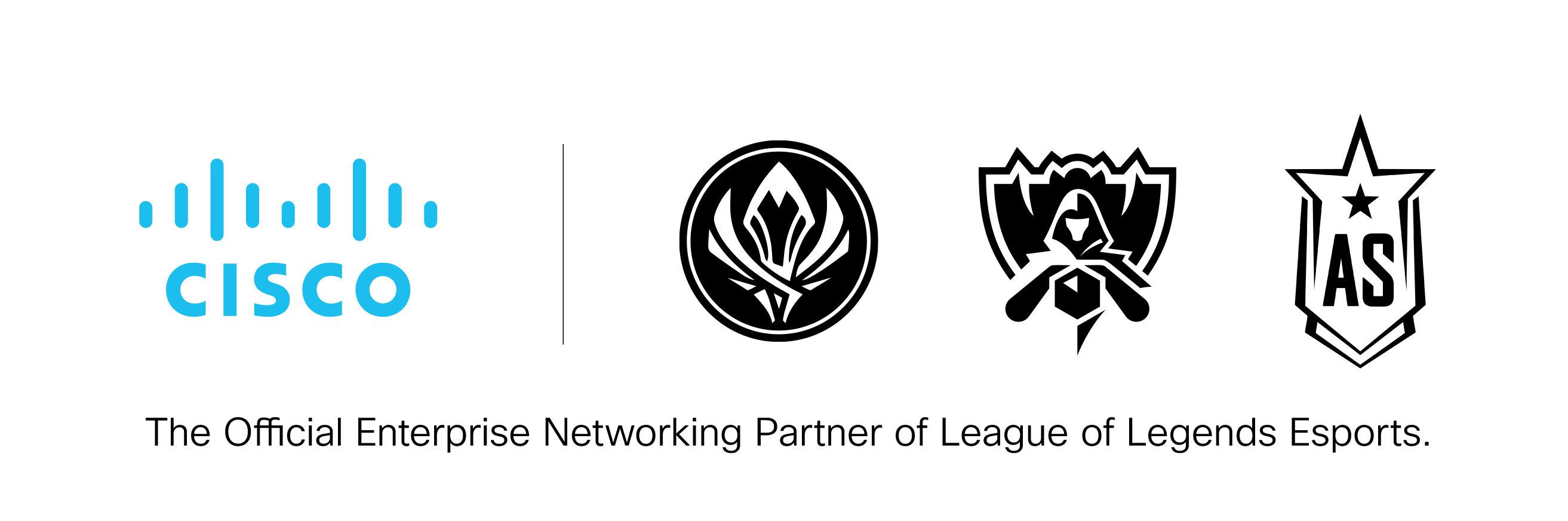 Cisco partnership graphic with League of Legends Esports logos.