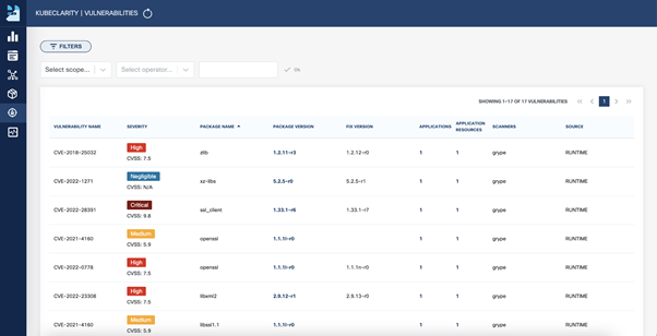 KubeClarity dashboard 2