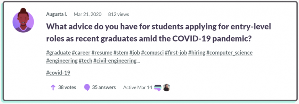 A graphic of a question asked on a platform