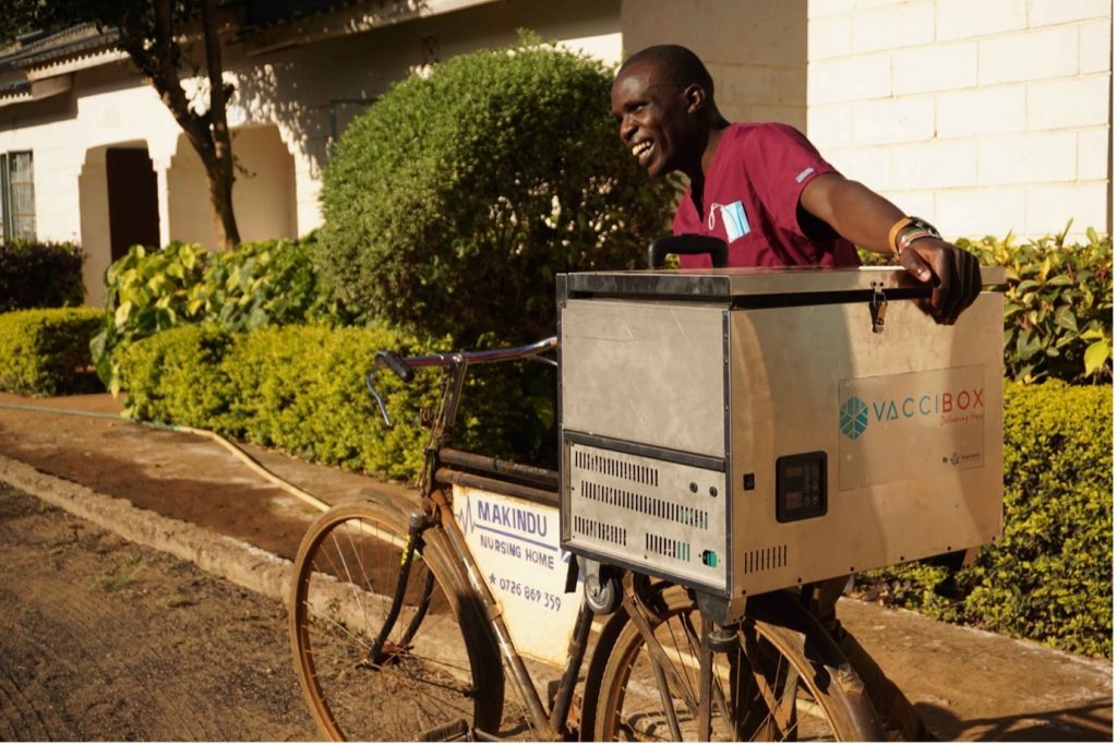 VacciBox on a bicycle