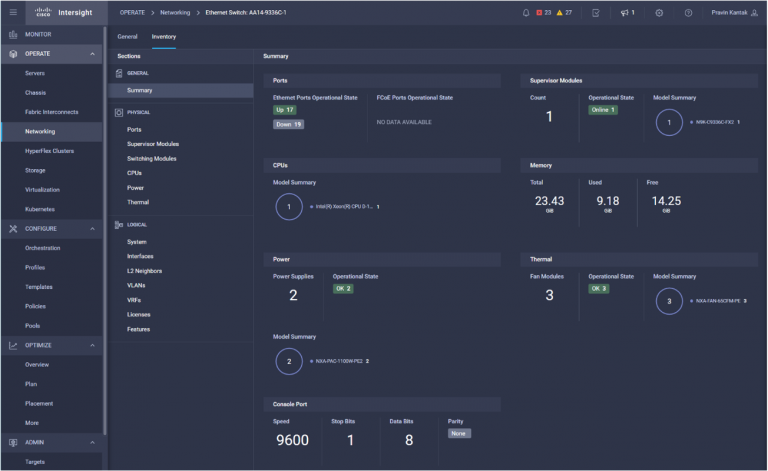 Intersight Cisco Nexus switch summary