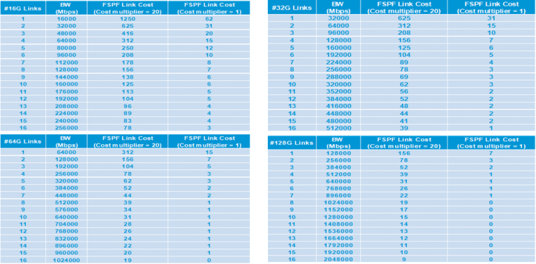 FSPF link cost computation