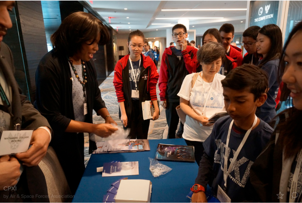 Student looking at a table