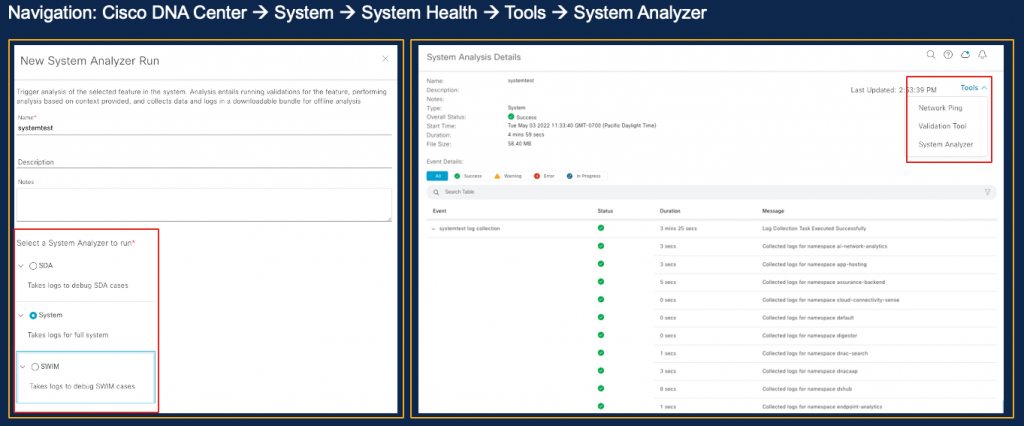 System Analyzer screen image
