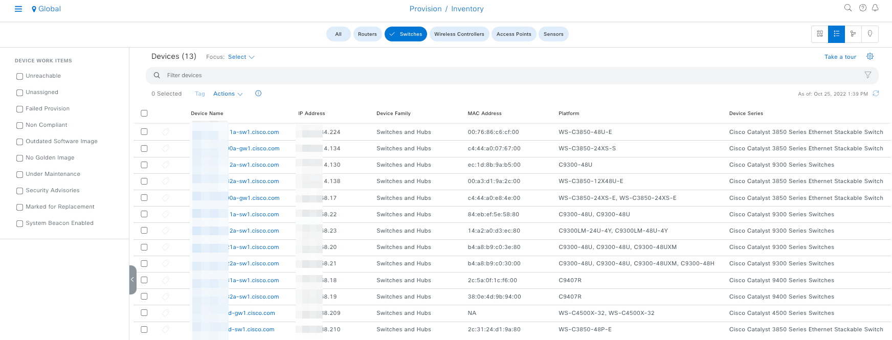 Consolidate inventory view including legacy devices