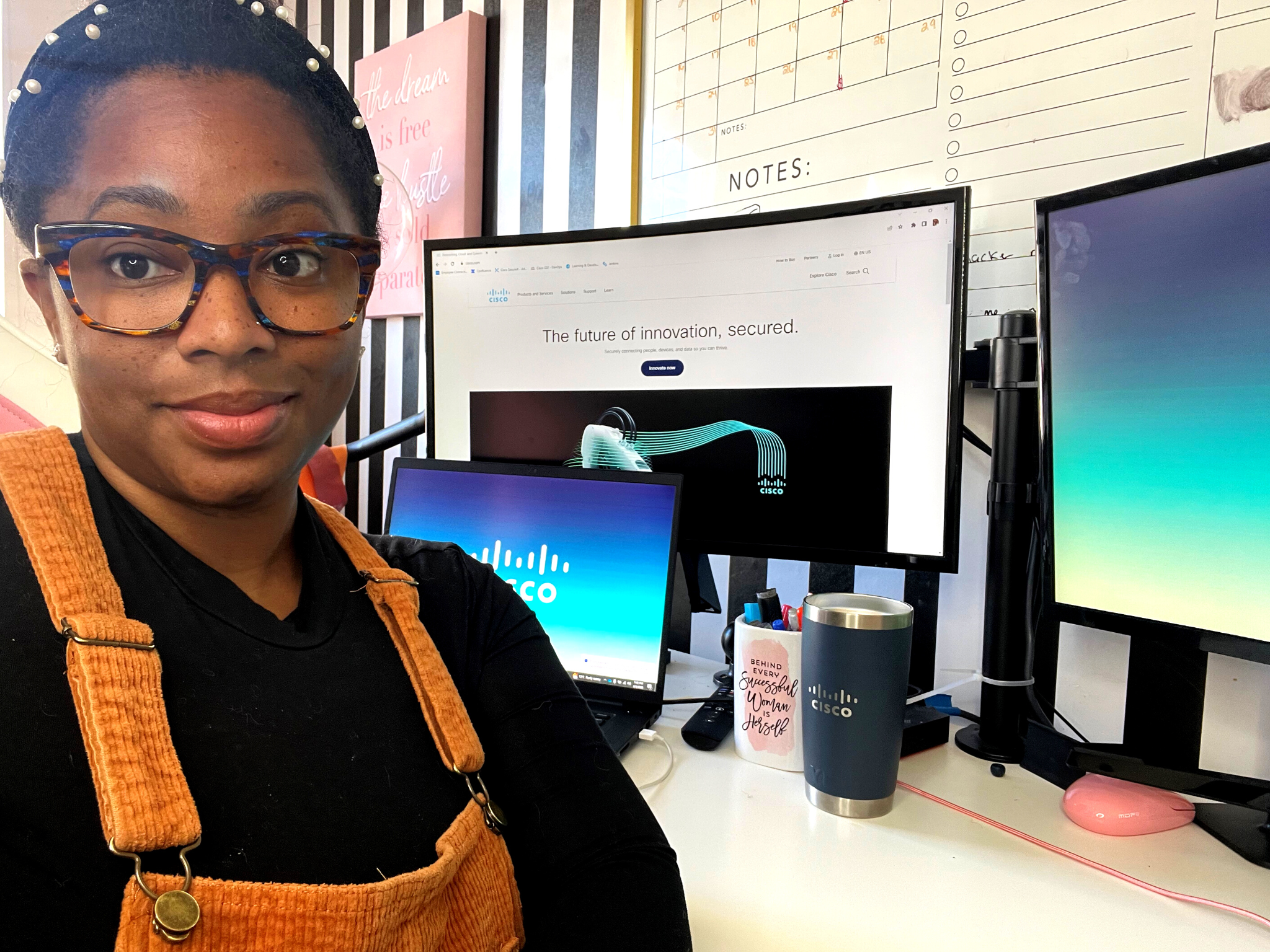 Lauren Richardson sitting at her desk.