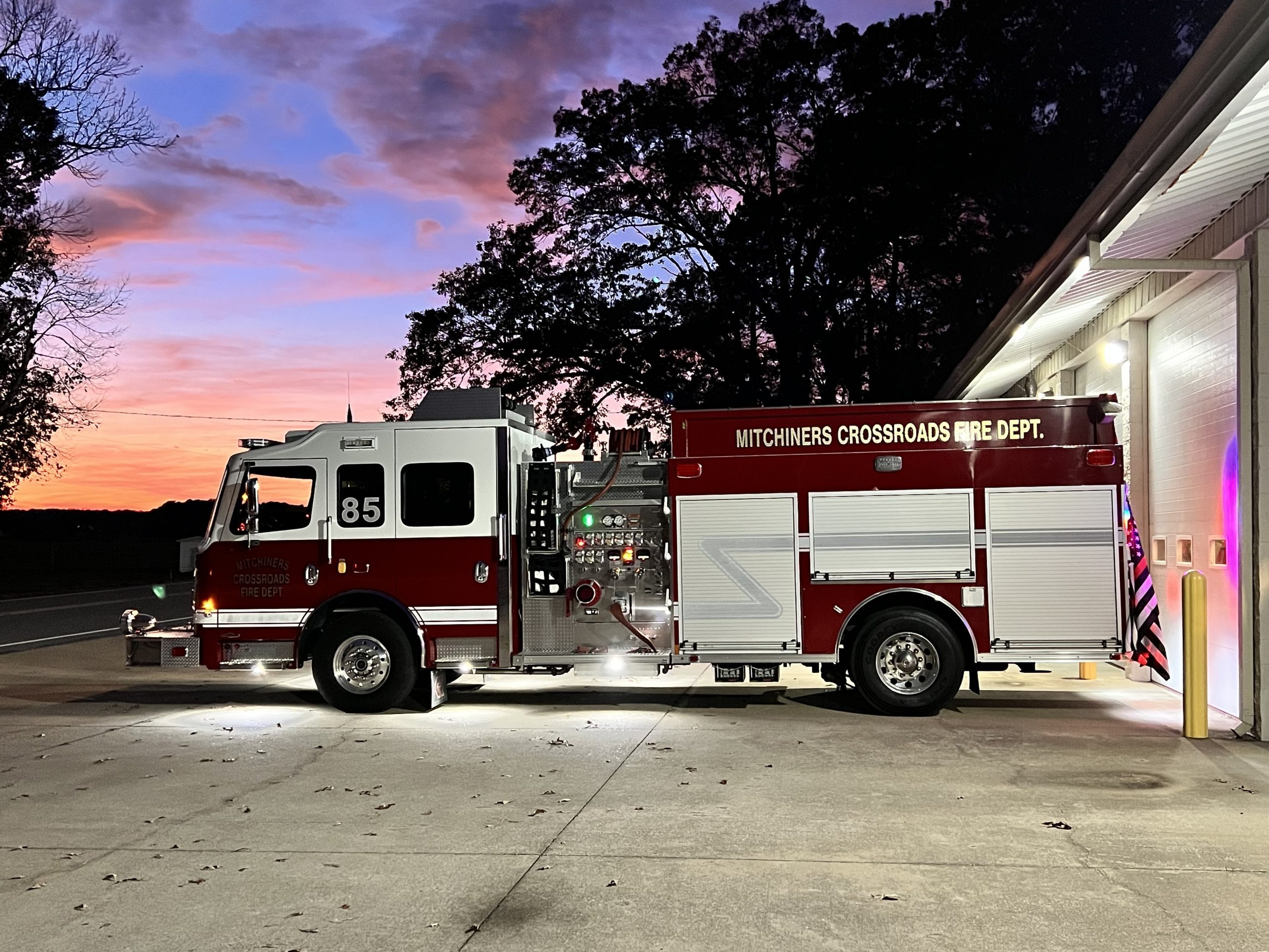 Mitchiners Crossroads Fire Departments' firetruck. 