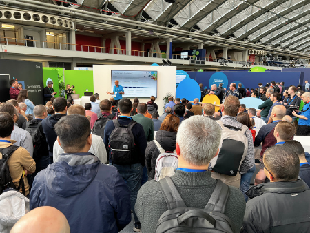 Yusuf Bhaiji, Director of Certifications, presents "What's the Latest With Cisco Certifications" to in the Cisco U. Theater at Cisco Live Amsterdam.