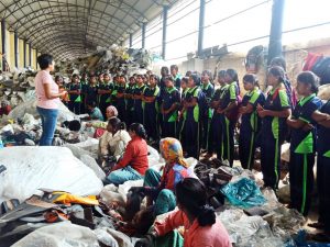 Students gathering outside for a lesson