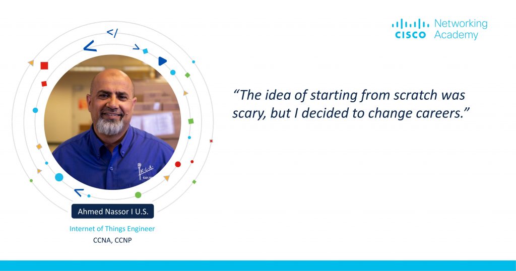 A photo of Ahmed with a corresponding quote