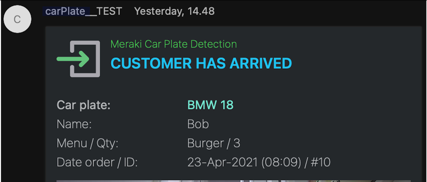 Meraki car plate