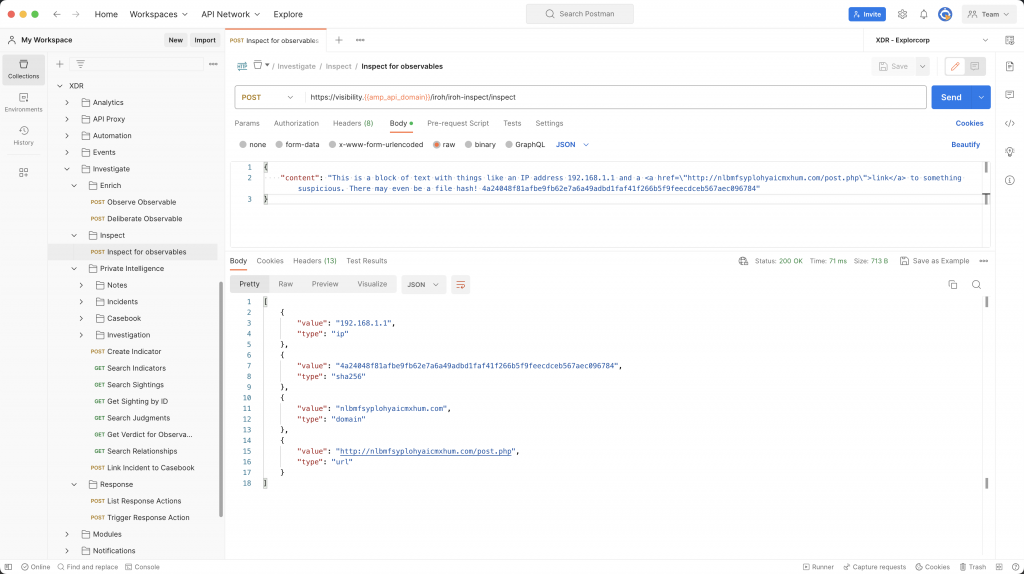 Cisco XDR API call in Postman