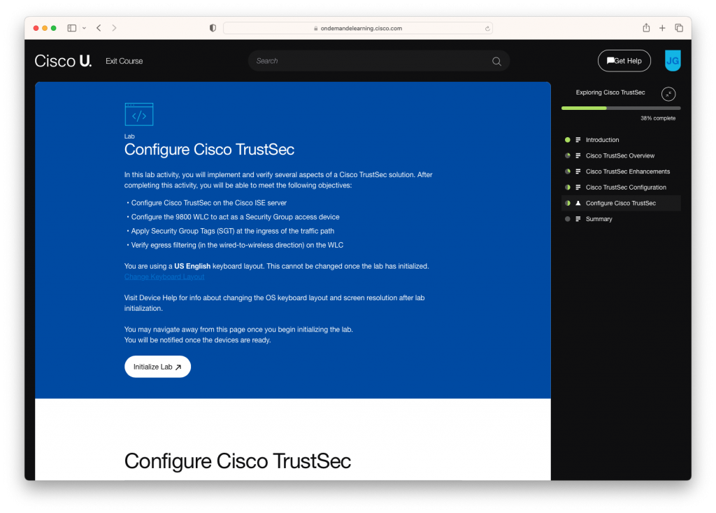 Configure Cisco TrustSec Lab inside the SISE 4.0 Learning Path in Cisco U.